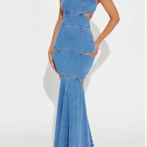 Fashion Nova Blue Maxi Denim dress